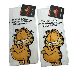 Nickelodeon Garfield Cotton White Yellow Black Cartoon Kitchen towel 16x26